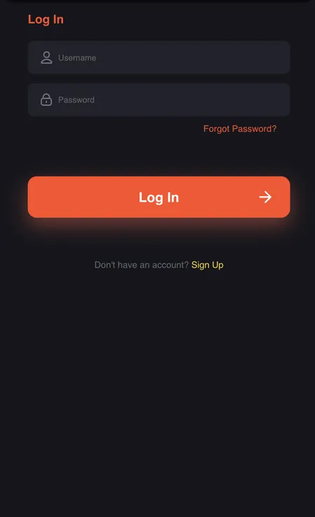 FreshBet login screen with username and password fields